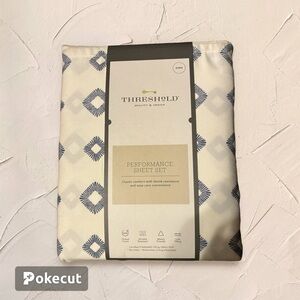 Threshold Blue and White Geometric KING Sheet set